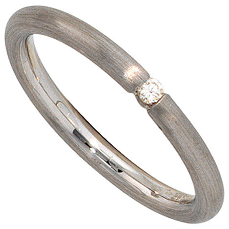 Damen Ring 925 Sterling Silber rhodiniert mattiert 1 Diamant Brillant Silberring - 58 Unkategorisiert online kaufen