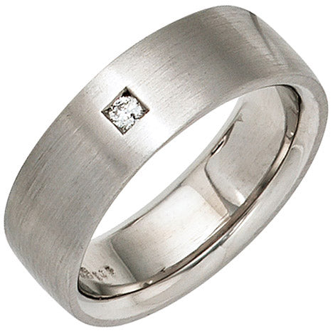 Damen Ring 925 Sterling Silber rhodiniert mattiert 1 Diamant Brillant Silberring - 58 Unkategorisiert online kaufen