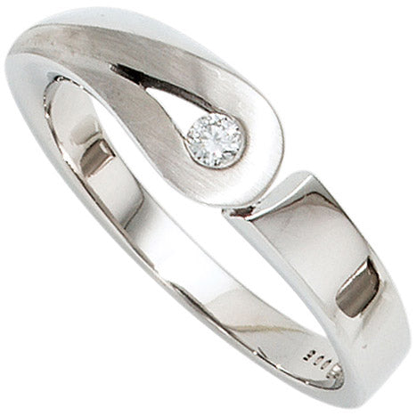 Damen Ring 925 Sterling Silber rhodiniert mattiert 1 Diamant Brillant Silberring - 58 Unkategorisiert online kaufen
