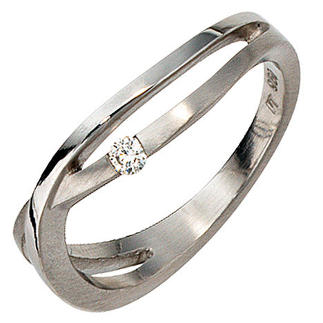 Damen Ring 950 Platin matt 1 Diamant Brillant 0 05ct. Platinring - 50 Unkategorisiert online kaufen