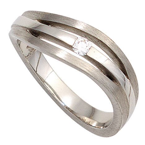 Damen Ring 950 Platin matt 1 Diamant Brillant 0 07ct. Platinring - 60 Unkategorisiert online kaufen