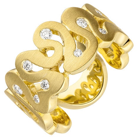 Damen Ring breit 585 Gold Gelbgold matt 10 Diamanten Brillanten Goldring - 58 Unkategorisiert online kaufen