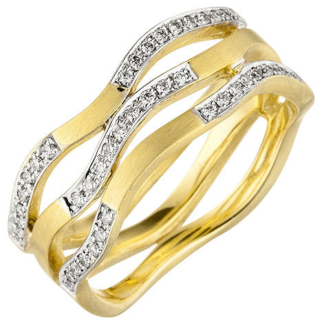 Damen Ring breit 585 Gold Gelbgold matt 42 Diamanten Brillanten Goldring - 50 Unkategorisiert online kaufen