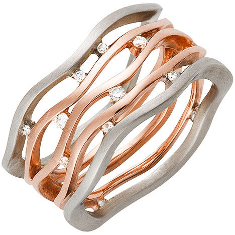 Damen Ring breit 585 Gold Rotgold Weißgold bicolor 9 Diamanten Brillanten - 60 Unkategorisiert online kaufen Damen Ring breit 585 Gold Rotgold Weißgold bicolor 9 Diamanten Brillanten - 60 Unkategorisiert online kaufen
