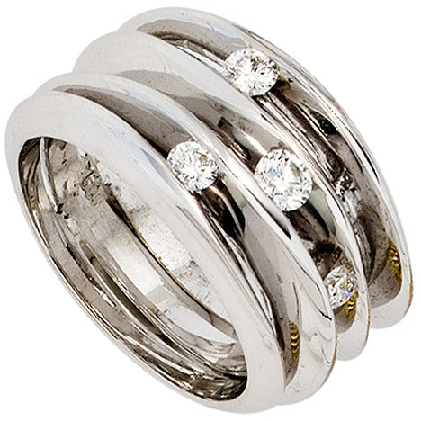 Damen Ring breit 585 Gold Weißgold 4 Diamanten Brillanten 0 41ct. Weißgoldring - 54 Unkategorisiert online kaufen