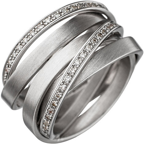 Damen Ring breit verschlungen 585 Gold Weißgold matt 47 Diamanten Brillanten - 56 Unkategorisiert online kaufen Damen Ring breit verschlungen 585 Gold Weißgold matt 47 Diamanten Brillanten - 56 Unkategorisiert online kaufen