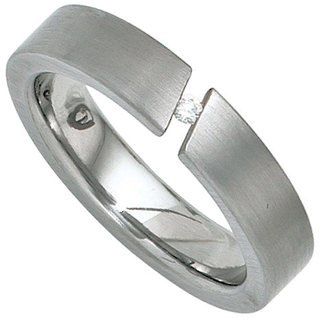 Damen Ring Edelstahl mattiert 1 Diamant Brillant 0 03ct. - 54 Unkategorisiert online kaufen