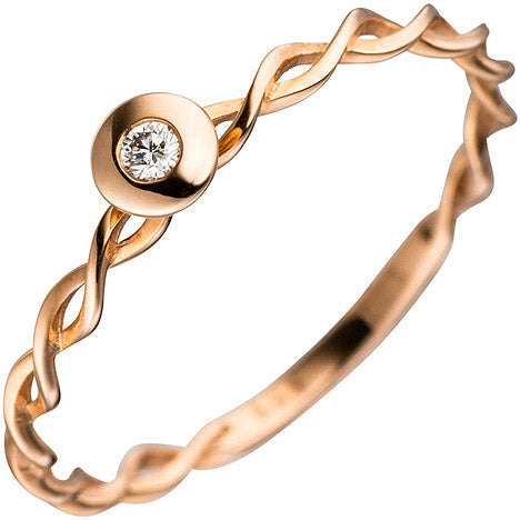 Damen Ring gedreht 585 Gold Rotgold 1 Diamant Brillant Rotgoldring Diamantring - 58 Unkategorisiert online kaufen