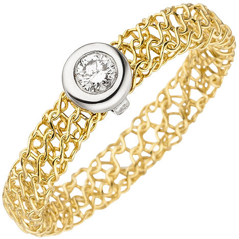 Damen Ring geflochten 750 Gold Gelbgold 1 Diamant Brillant 0 10ct. Diamantring - 60 Unkategorisiert online kaufen