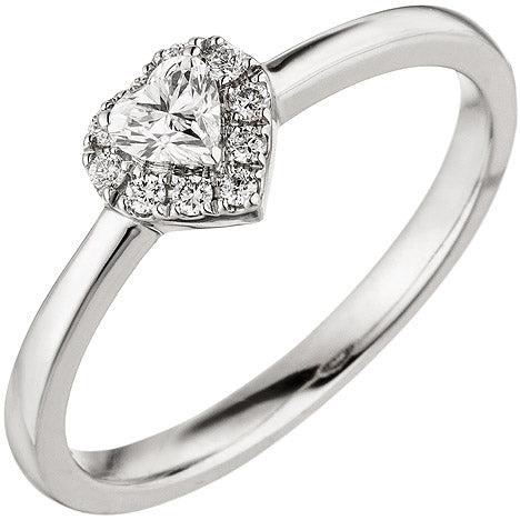 Damen Ring Herz 585 Gold Weißgold 11 Diamanten Herzring - 58 Unkategorisiert online kaufen