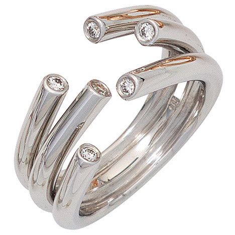 Damen Ring offen 585 Gold Weißgold 6 Diamanten Brillanten 0 12ct. Weißgoldring - 52 Unkategorisiert online kaufen