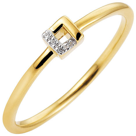 Damen Ring schmal 585 Gold Gelbgold bicolor 4 Diamanten Brillanten Goldring - 52 Unkategorisiert online kaufen