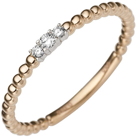 Damen Ring schmal zart 585 Gold Rotgold Weißgold bicolor 3 Diamanten Brillanten - 60 Unkategorisiert online kaufen
