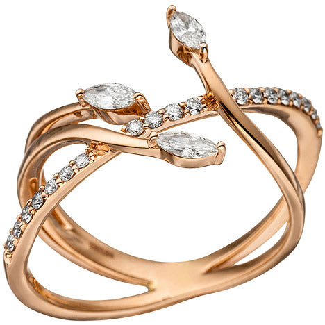 Damen Ring verschlungen 585 Gold Rotgold 22 Diamanten Brillanten Rotgoldring - 50 Unkategorisiert online kaufen