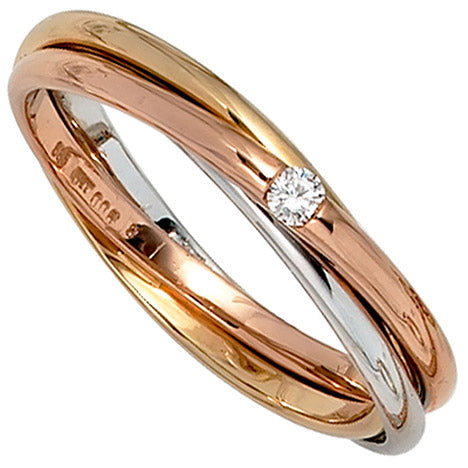 Damen Ring verschlungen 585 Gold tricolor dreifarbig 1 Diamant Brillant 0 06ct. - 56 Unkategorisiert online kaufen