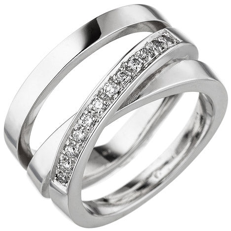 Damen Ring verschlungen 585 Gold Weißgold 12 Diamanten Brillanten Diamantring - 54 Unkategorisiert online kaufen