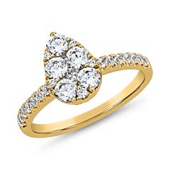 Damenring im Tropfen-Design aus Gelbgold mit Diamanten Unkategorisiert online kaufen