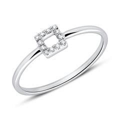 Damenring Quadrat aus 14K Weißgold mit Brillanten Unkategorisiert online kaufen