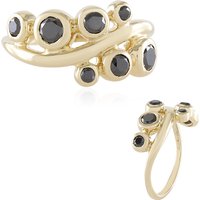 de Melo Gold Ring mit 7 schwarzen Brillanten, 0,824 ct, 375er Gelbgold