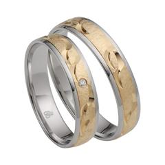 Eheringe aus Gelb- und Weißgold mit Diamant