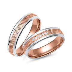 Eheringe aus Rosé- und Weißgold mit 5 Brillanten Unkategorisiert online kaufen