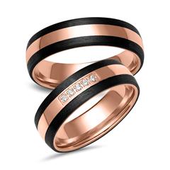 Eheringe aus Roségold und Carbon mit 5 Brillanten Unkategorisiert online kaufen
