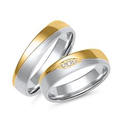Eheringe aus Weiß- und Gelbgold mit 3 Diamanten Unkategorisiert online kaufen