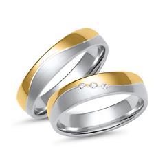 Eheringe aus Weiß- und Gelbgold mit 3 Diamanten Unkategorisiert online kaufen