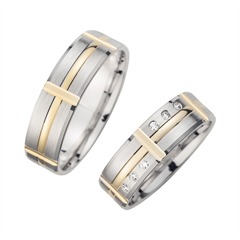 Eheringe Weiß- und Gelbgold mit Diamanten Breite 6 mm Unkategorisiert online kaufen