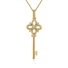 Goldkette mit Anhänger Schlüssel, lab grown Diamanten Unkategorisiert online kaufen