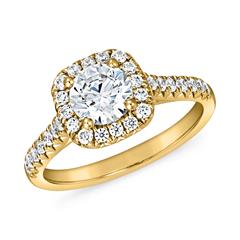 Gravierbarer Halo-Diamantring aus Gelbgold für Damen Unkategorisiert online kaufen