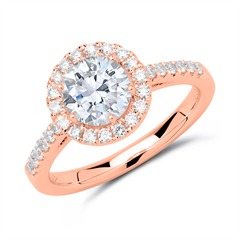 Halo Ring 750er Roségold mit Diamanten