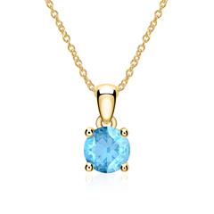 Halskette aus 14 Karat Gold mit Blautopas Anhänger Unkategorisiert online kaufen