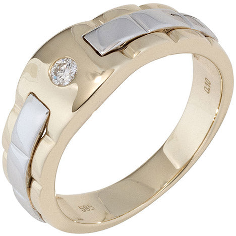 Herren Ring 585 Gold Gelbgold Weißgold bicolor 1 Diamant Brillant Herrenring - 64 Unkategorisiert online kaufen