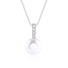 Kette aus 14K Weißgold mit Perle und Diamanten Unkategorisiert online kaufen Kette aus 14K Weißgold mit Perle und Diamanten Unkategorisiert online kaufen