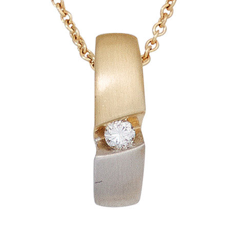 Kette mit Anhänger 585 Gold Gelbgold bicolor 1 Diamant Brillant 43 cm Halskette Unkategorisiert online kaufen
