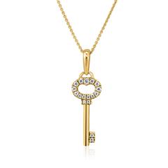 Kette mit lab grown Diamantanhänger Schlüssel, Gelbgold