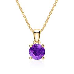 Kette und Anhänger aus 14-karätigem Gold mit Amethyst Unkategorisiert online kaufen