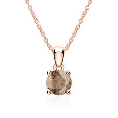 Kette und Anhänger aus 14 Karat Roségold mit Rauchquarz