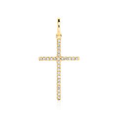 Kreuz Anhänger aus 585er Gold mit Diamanten
