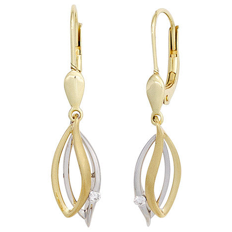 Ohrhänger 585 Gold Gelbgold Weißgold bicolor 2 Diamanten Brillanten Ohrringe Unkategorisiert online kaufen