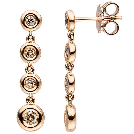 Ohrhänger 585 Gold Rotgold 8 Diamanten Brillanten braun Ohrringe Diamantohrringe Unkategorisiert online kaufen