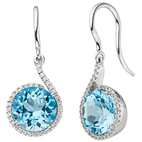 Ohrhänger 585 Gold Weißgold 70 Diamanten Brillanten 2 Blautopase hellblau blau Unkategorisiert online kaufen