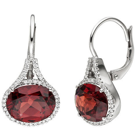 Ohrhänger 585 Gold Weißgold 88 Diamanten Brillanten 2 Granate rot Ohrringe Unkategorisiert online kaufen