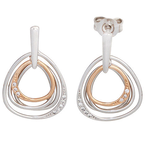 Ohrhänger 585 Gold Weißgold Rotgold bicolor 16 Diamanten Ohrringe Ohrstecker Unkategorisiert online kaufen