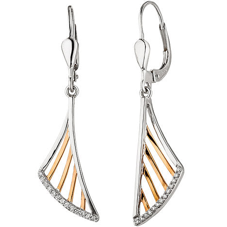 Ohrhänger 585 Gold Weißgold Rotgold bicolor 26 Diamanten Brillanten Ohrringe Unkategorisiert online kaufen