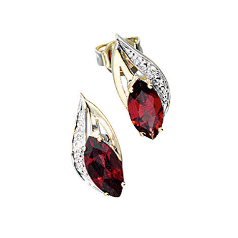Ohrstecker 585 Gold Gelbgold 2 Diamanten Brillanten 2 Granate rot Ohrringe Unkategorisiert online kaufen
