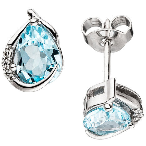 Ohrstecker 585 Gold Weißgold 6 Diamanten 2 Blautopase hellblau blau Ohrringe Unkategorisiert online kaufen
