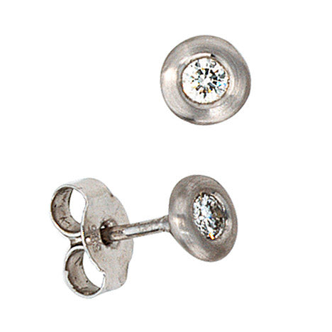 Ohrstecker 585 Gold Weißgold matt mattiert 2 Diamanten Brillanten Ohrringe Unkategorisiert online kaufen
