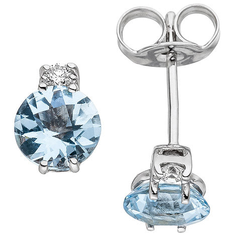 Ohrstecker 585 Weißgold 2 Diamanten Brillanten 2 Aquamarine hellblau blau Unkategorisiert online kaufen